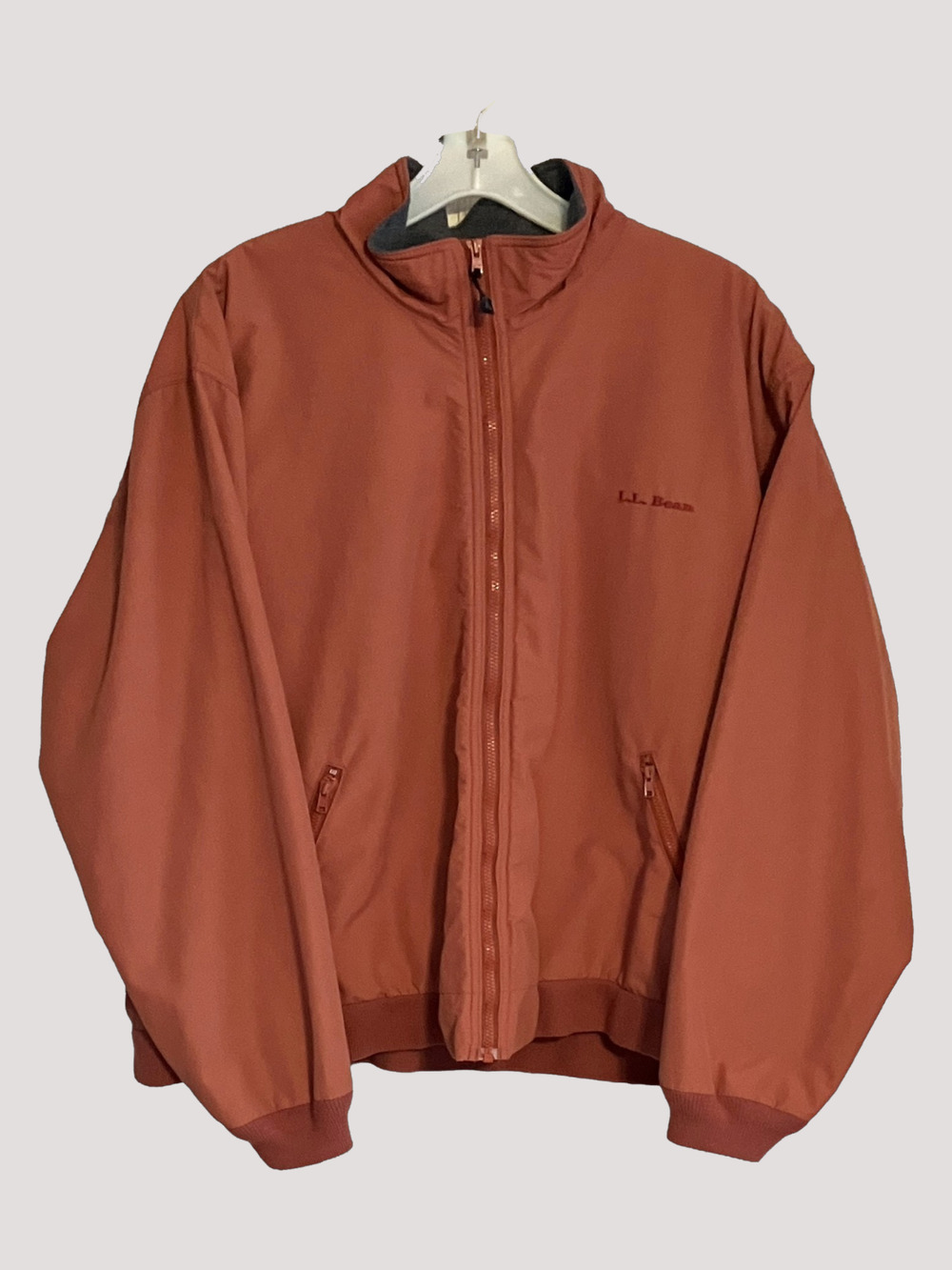 VTG L.L. Bean 3-Season Jacket Men’s XXL Tall Orange w/GreyFleece Lined Full Zip